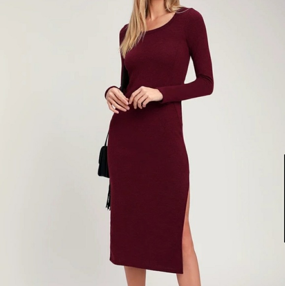 Lulu's Dresses & Skirts - Lulu's Burgundy Midi Dress💕